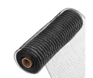 sourcing map Malla de arpillera de poliéster con purpurina de 10 pulgadas para corona, cinta decorativa de tela de malla de 10 yardas para otoño, Pascua, Navidad, lazo de flores, negro y plateado