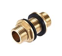 sourcing map Mamparo Instalación, G1/2 Macho, Tubo Adaptador Manguera Instalación, con Silicona Juntas, para Agua Tanque, Latón, Dorado