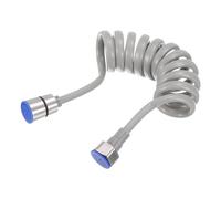 sourcing map Manguera de Ducha Flexible de Primavera, Manguera Telescópica Flexible de 1,5 Metros con Tuerca de Acero Inoxidable 304 para Grifo de Inodoro,Gris