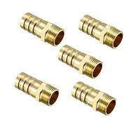 sourcing map Manguera de Púa de Latón Adaptador de Conector de 16 Mm Púas x 3/8 Pt Tubo Macho 5 Unids