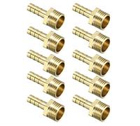 sourcing map Manguera de Púas de Latón Adaptador de Conector para Conexión de 6 Mm de Púas x Tubo Macho de 1/4 Pt 10 Unids