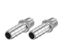 sourcing map Manguera Espiga Montaje 12mm OD X 1/4PT Macho Rosca 304 Inoxidable Acero Recto Tubo Conector para Agua Aire Combustible, Paquete de 2
