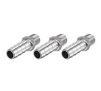 sourcing map Manguera Espiga Montaje 12mm OD X 1/4PT Macho Rosca 304 Inoxidable Acero Recto Tubo Conector para Agua Aire Combustible, Paquete de 3