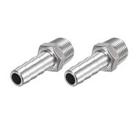 sourcing map Manguera Espiga Montaje 14mm OD X 1/2PT Macho Rosca 304 Inoxidable Acero Recto Tubo Conector para Agua Aire Combustible, Paquete de 2