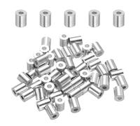 sourcing map Manguito de tope de cuerda de alambre de aluminio de 1/16 pulgadas (1,5 mm), funda redonda para cable de alambre, paquete de 50