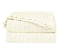 sourcing map Manta de punto de algodón para sofá cama, manta de punto suave manta de punto decorativa para sofá cama, beige completo (70 x 78 pulgadas)