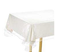 sourcing map Mantel de plástico transparente de 152 x 213 cm, impermeable, resistente al aceite, protector de mesa de vinilo rectangular con bordes cosidos, mantel para comedor, fiestas y vacaciones