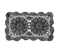 sourcing map Manteles individuales de ganchillo hechos a mano de 17 x 11 pulgadas, manteles individuales rectangulares de algodón de poliéster para mesa de comedor, cocina, fiestas, color negro