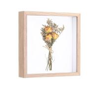 sourcing map Marco de exhibición de caja de sombra de 20 x 20 cm, caja de sombra de fotos de 3 cm de profundidad, soporte de pared y exhibición de mesa para fotos de bricolaje, flores, recuerdos, boda