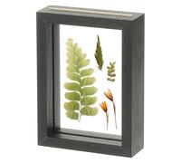 sourcing map Marco de madera prensado hecho a mano, 11.4 x 15.2 cm, rectangular, flotante, doble cristal, para obras de arte, fotos, mesa, color negro