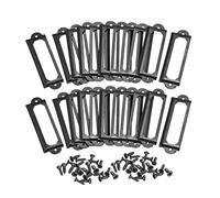 sourcing map Metal Etiqueta Soportes, Archivo Nombre Tarjeta Etiqueta Soporte Marco, para Biblioteca Cajón Negro 60x17mm