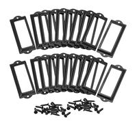 sourcing map Metal Etiqueta Soportes, Archivo Nombre Tarjeta Etiqueta Soporte Marco, para Biblioteca Cajón Negro 83x30mm