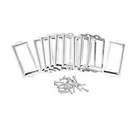 sourcing map Metal Etiqueta Soportes, Archivo Nombre Tarjeta Etiqueta Soporte Marco - para Oficina Tono plateado 83x30mm