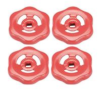 sourcing map Metal Exterior Grifo Redondo Rueda Manija, Cuadrada Brocha 7x7 mm, Rueda OD 61mm Pintura Hierro Rojo 4uds