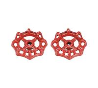 sourcing map Metal Exterior Grifo Redondo Rueda Manija, Cuadrada Brocha 9x9 mm, Rueda OD 78mm Pintura Fundido Acero Rojo 2uds