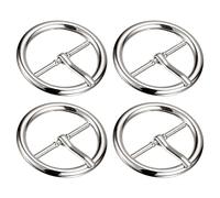 sourcing map Metal Rodillo Hebilla, 4uds 1 1/6 Pulgadas Único Diente Cinturón Hebilla Redondo Central Barra Hebillas para Cuero Artesanía Accesorios, Plata
