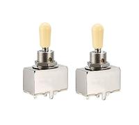 sourcing map Metálica Guitarra eléctrica 3 vías Interruptor Palanca Caja para Guitarra con perilla Crema 2uds