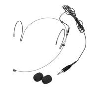sourcing map Micrófono con gancho para la oreja, juego doble para colgar sobre la oreja, micrófono condensador de audio omnidireccional con cable estándar de 3,5 mm, conector TRS de 1,2 m, color negro