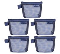 sourcing map Mini bolsa de malla con cremallera de nailon, pequeña bolsa de malla con cremallera para cosméticos, bolsas de almacenamiento de malla para auriculares y tarjetas de crédito, azul oscuro