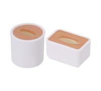 sourcing map Mini caja de pañuelos para casa de muñecas, 2 piezas, escala 1:6, accesorios de fotografía de muñecas, bonito soporte de pañuelos, juego de modelo para cocina, sala de estar, inodoro