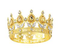 sourcing map Mini corona para tartas, tiara de aleación para reina princesa, corona pequeña, cupcake en forma de corazón con cristal para decoración de tartas de cumpleaños, boda, fiesta, dorado
