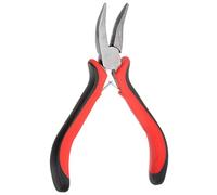 sourcing map Mini Doblada Punta Pinzas 4,5 Pulgadas Sin Dientes Curvados Precisión Pinzas con Plástico Mango para Bricolaje Artesanías Joyería Fabricación