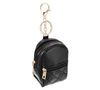 sourcing map Mini llavero de mochila, monedero pequeño, bonito bolso de cosméticos de piel sintética con cremallera para mujeres, tarjetas, llaves, bolsillo, organizador de cables de datos, Black