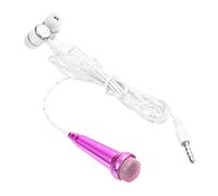 sourcing map Mini micrófono portátil con auriculares para cantar, grabación de voz, video, para teléfono, computadora, portátil, color rojo rosa