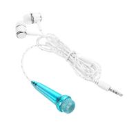 sourcing map Mini micrófono portátil con auriculares para cantar, grabación de voz, video, para teléfono, computadora, portátil, color azul claro