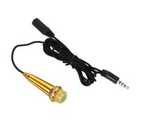 sourcing map Mini micrófono portátil para cantar, grabación de voz, video, para teléfono, computadora, portátil, color dorado