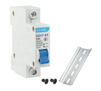 sourcing map Miniatura Circuito Disyuntor Bajo Voltaje AC 63A 230/400V 1 Polo DIN Riel Instalación DZ47-63 C63