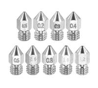 sourcing map MK8 Boquillas extrusoras de impresora 3D, 0,2/0,25/0,3/0,4/0,5/0,6/0,8/1/1,2 mm, de acero inoxidable, fácil de reemplazar, impresión suave de alta velocidad para impresoras 3D de