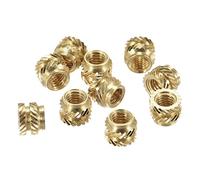 sourcing map Moleteado Inserción Tuerca M3 x 4mm L x 5mm OD Hembra Rosca Latón Incrustación Tuerca 120 Piezas