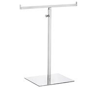 sourcing map Monedero Exhibición Soporte T Forma Metal Ajustable Bolso Estante Doble Gancho Soporte Collar Organizador para Hogar Boutique Tienda - Plata