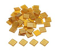 sourcing map Mosaico Azulejos, Vidrio Azulejos, Brillo Cristal Mosaico Vidrio Piezas Granel Cuadrado Brillo Cristal Mosaico Azulejos 2 x 2cm para Hogar Decoración, 50uds(200g, Oro)
