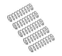 sourcing map Muelle de compresión, 5 piezas de acero inoxidable 304, diámetro exterior de 4 mm, tamaño de alambre de 0,5 mm, longitud libre de 15 mm, tono plateado