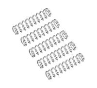 sourcing map Muelle de compresión, 5 piezas de acero inoxidable 304, diámetro exterior de 6 mm, tamaño de alambre de 0,8 mm, longitud libre de 25 mm, tono plateado