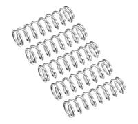 sourcing map Muelle de compresión, 5 piezas de acero inoxidable 304, diámetro exterior de 6 mm, tamaño de alambre de 0,8 mm, longitud libre de 20 mm, tono plateado