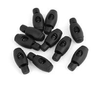 sourcing map Negro 7,5 mm Agujero Mochila acollador plástico Barril de Cordel Termina 10 Piezas