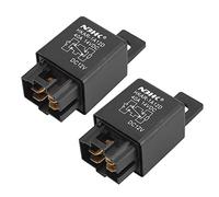 sourcing map Negro SPST Relé para Coche Camión Motor 12VDC 40A 4 Pines 2 Piezas