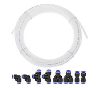 sourcing map Neumático 6mm OD Nylon manguera de aire para compresor Kit 10 metros blanco con 8 piezas empuje para conectar accesorios