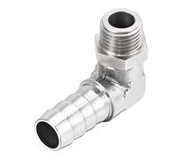 sourcing map Niquelado Cobre Manguera Púa Montaje Codo 10mm Púa M12x1,25 Macho Rosca Recto Ángulo Tubo Conector