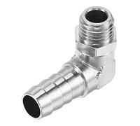 sourcing map Niquelado Cobre Manguera Púa Montaje Codo 10mm Púa M12x1.5 Macho Rosca Recto Ángulo Tubo Conector