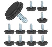 sourcing map Niveladores de patas de muebles de rosca de 1/4 a 20, 12 piezas de 17,6 mm de largo, patas ajustables para muebles, patas de nivelación roscadas, patas de nivelación roscadas para silla