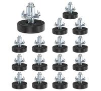 sourcing map Niveladores de patas de muebles de rosca de 1/4 pulgadas, 16 piezas de 17 mm de largo, patas ajustables para muebles con tuercas, atornilladas, patas de nivelación roscadas, patas de