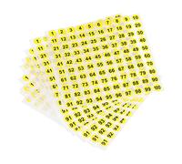 sourcing map Número Pegatinas, 1-100 Redondo Número Etiquetas Vinilo Pegatina Negro sobre Amarillo para Clasificación Cajas Taquillas, 20 Hojas