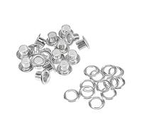 sourcing map Ojales con arandelas, 10,5 x 6 x 7 mm Aleación de orificio pasante Remaches huecos Ojales cromados para proyectos de bricolaje o manualidades Tono plateado 100 Set