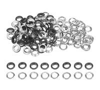 sourcing map Ojales Redondos 100 Kits, Ollaos de 10mm, Ojetes de Metal con Arandelas, para Álbumes de Recortes, Zapatos, Ropa, Cuero, Lienzo, Negro