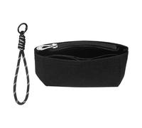 sourcing map Organizador de bolso, organizador de bolso de fieltro pequeño, mini bolsa interior con correa de transporte con cremallera, Black, Bolsa: