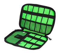 sourcing map Organizador de electrónica de doble capa de nailon, organizador de viaje para bolsa tecnológica, organizador de cables, accesorios de viaje, hombres y mujeres, Green, 9.45" x 6.69" x